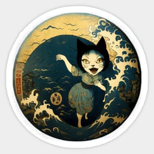 Cat Girl | Japanese Horror Art Sticker